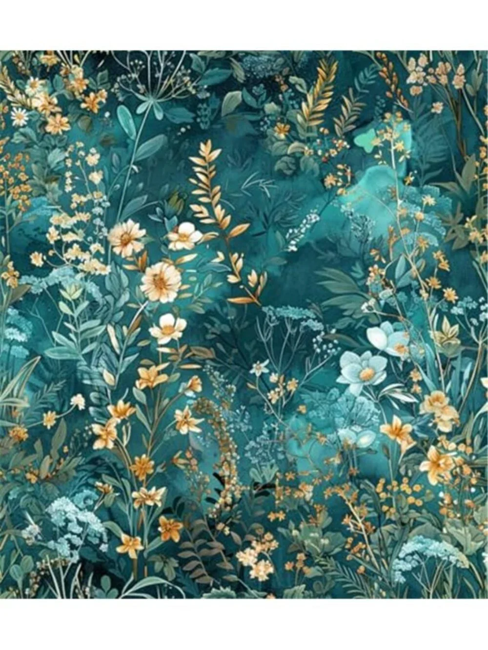 Green Floral Peel And Stick Wallpaper Vintage Botanical Removable Vinyl Decor